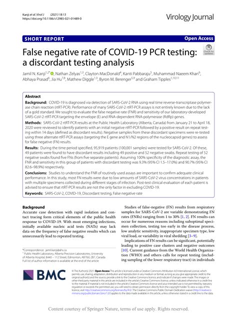 pcr test false negative rate